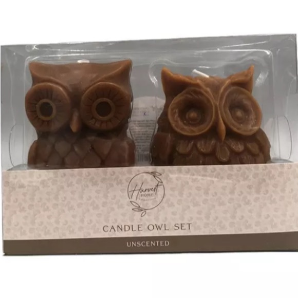 BNIB- 4.7"- Hand Carved- Unscented- 2 Pack- Brown Owl Figural Candles Decor Set - Picture 17 of 17
